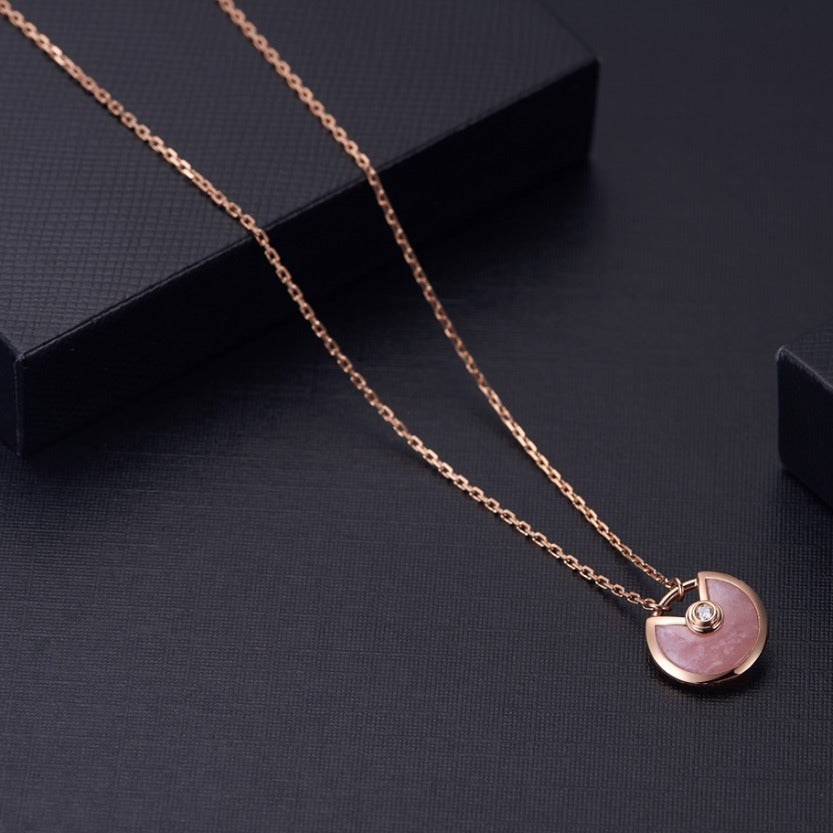 [Basjewels]AMULETTE ROSE GOLD PINK MOP NECKLACE