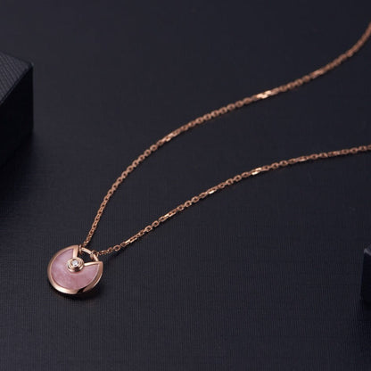 [Basjewels]AMULETTE ROSE GOLD PINK MOP NECKLACE