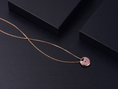 [Basjewels]AMULETTE ROSE GOLD PINK MOP NECKLACE