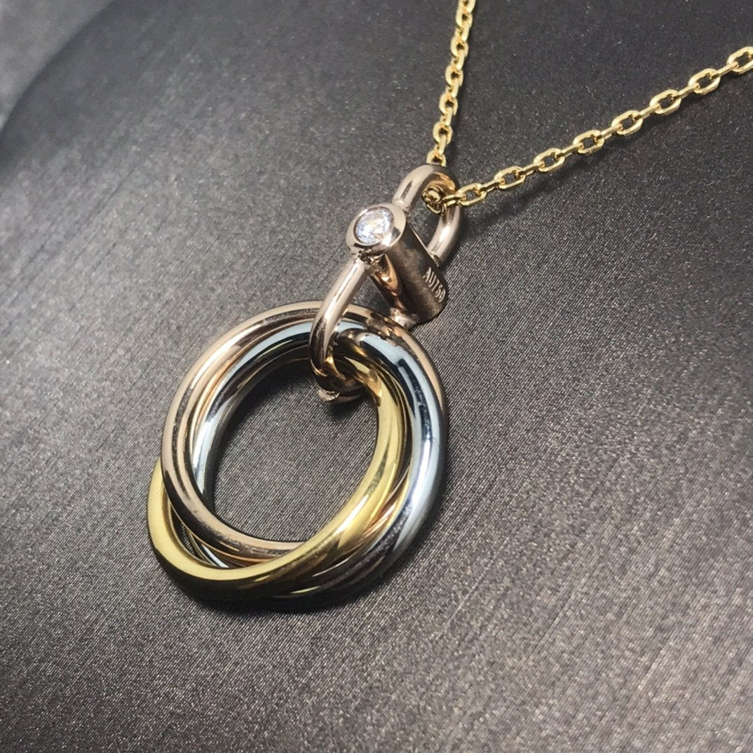 [baslovejewels]TRINITY SILVER GOLD PINK GOLD NECKLACE