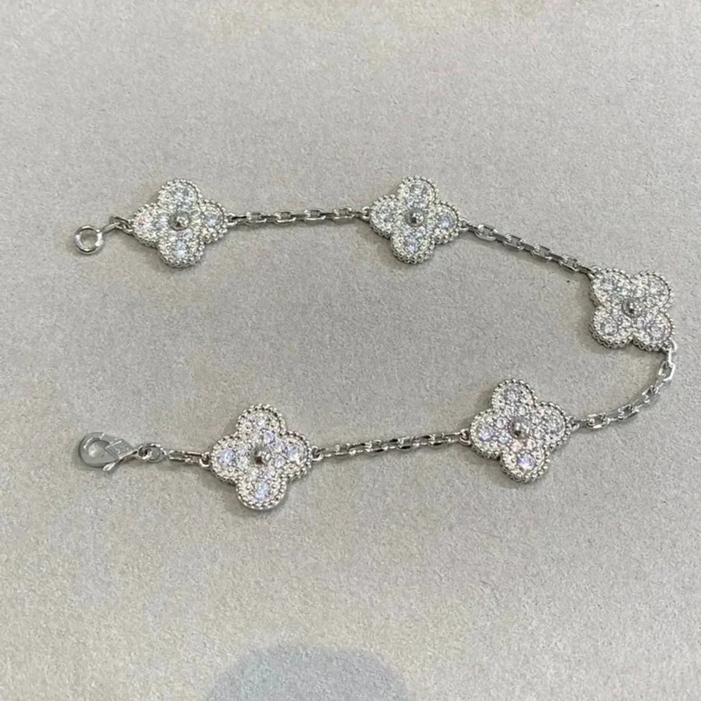 [Basjewels]CLOVER 5 MOTIFS  DIAMOND BRACELET SILVER