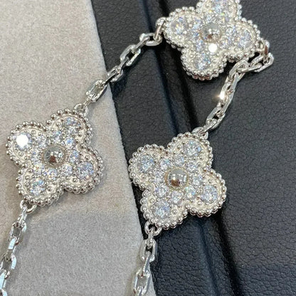 [Basjewels]CLOVER 5 MOTIFS  DIAMOND BRACELET SILVER