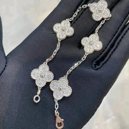 [Basjewels]CLOVER 5 MOTIFS  DIAMOND BRACELET SILVER