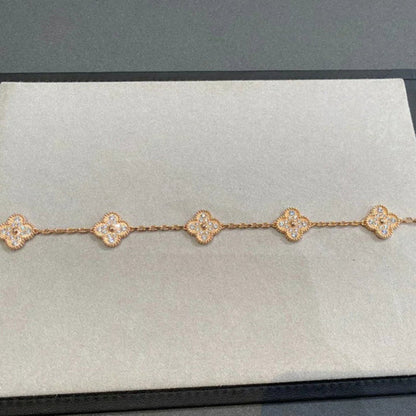 [Basjewels]CLOVER 5 MOTIFS  FULL DIAMOND BRACELET