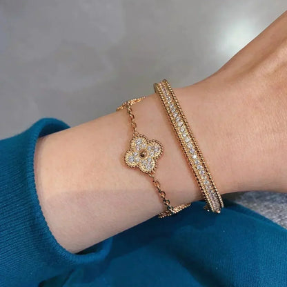 [Basjewels]CLOVER 5 MOTIFS  FULL DIAMOND BRACELET