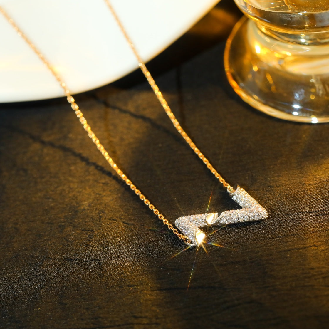 [Basjewels]VOLT SILVER DIAMOND PEDANT NECKLACE