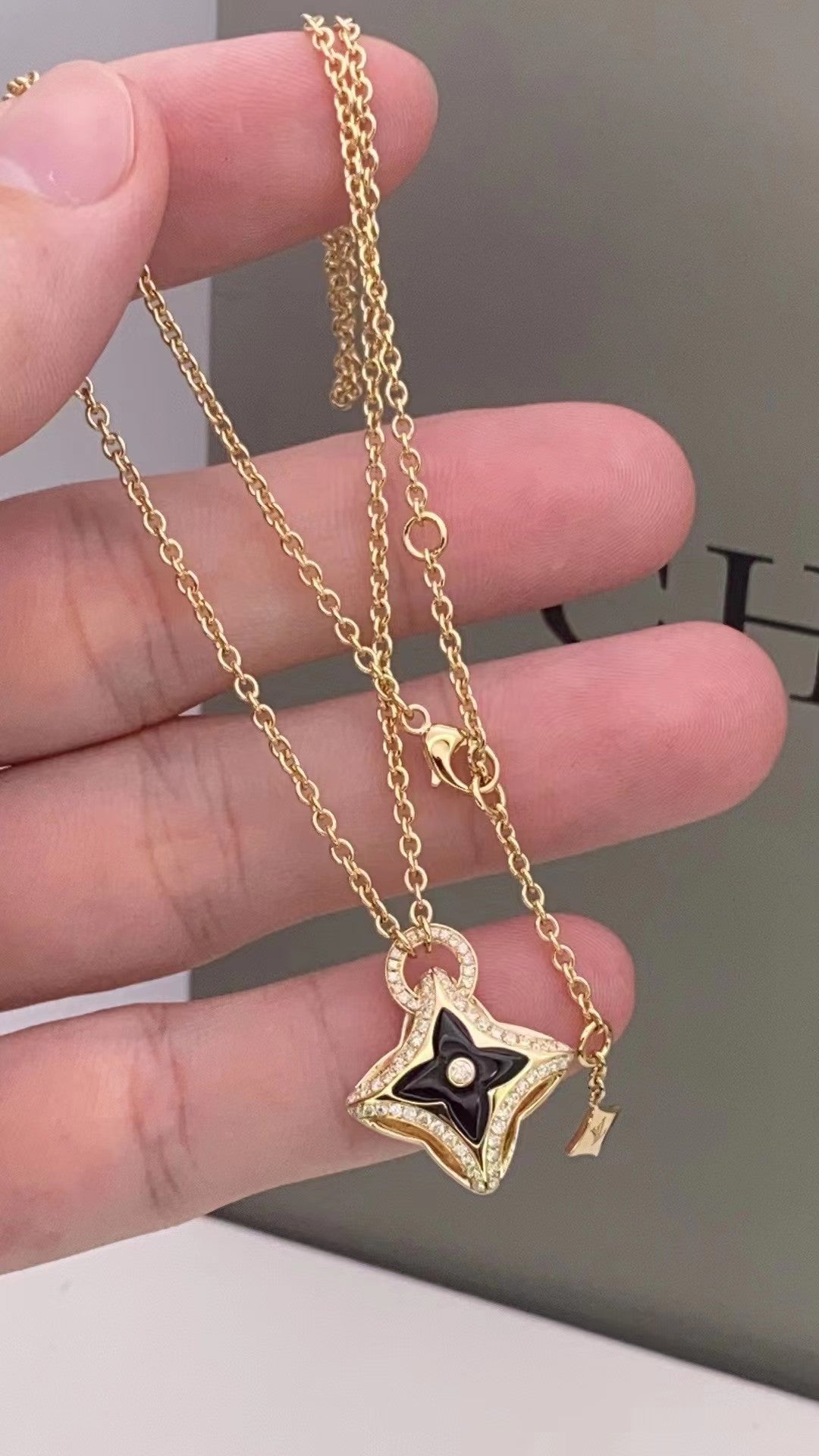 [Basjewels]STAR PEDANT PINK GOLD DIAMOND NECKLACE