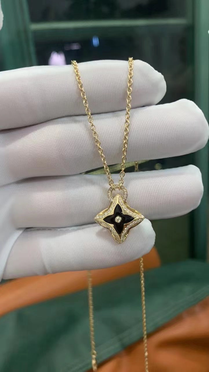 [baslovejewels]STAR PEDANT PINK GOLD DIAMOND NECKLACE