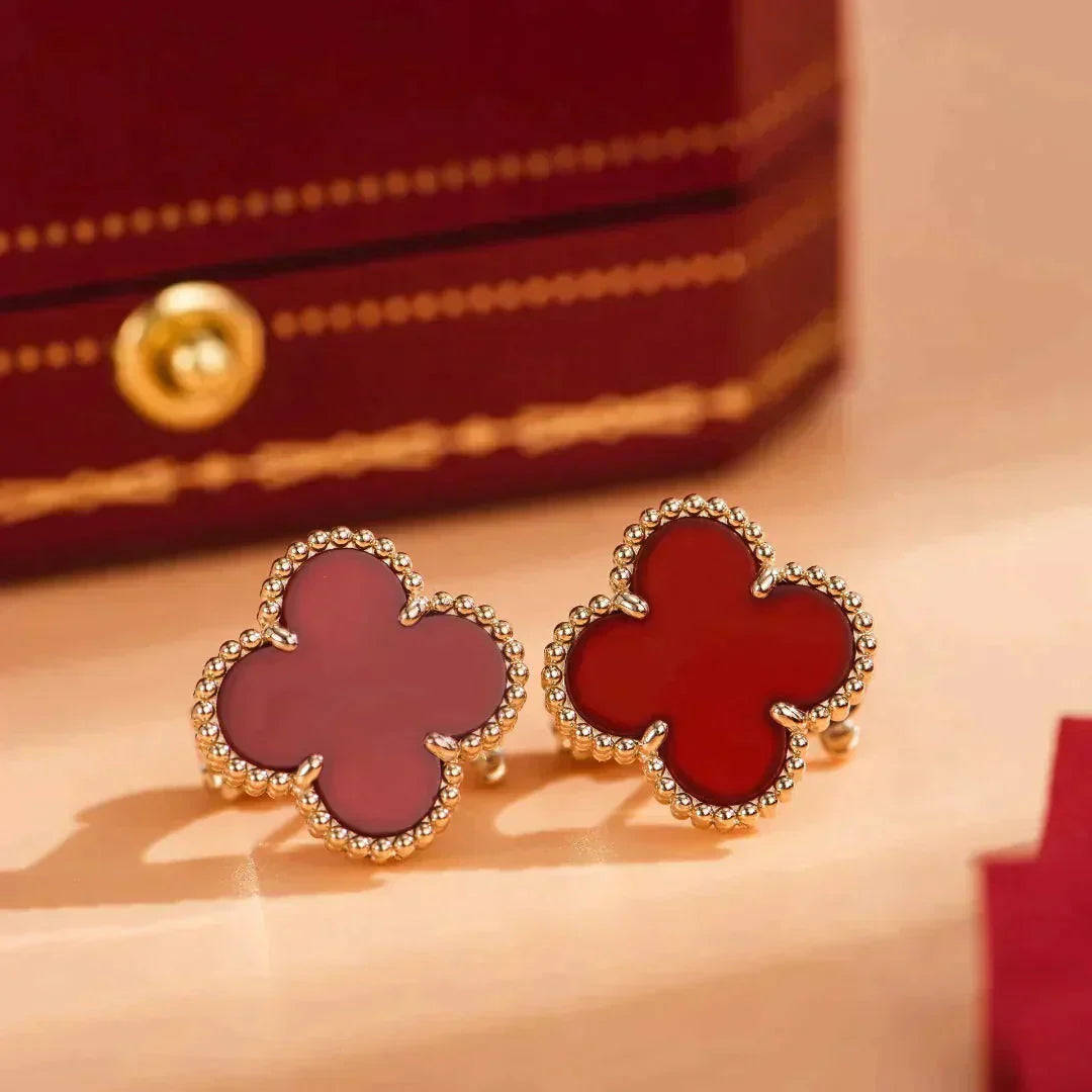 [Basjewels]CLOVER MEDIUM 1 MOTIFS CARNELIAN  EARRINGS