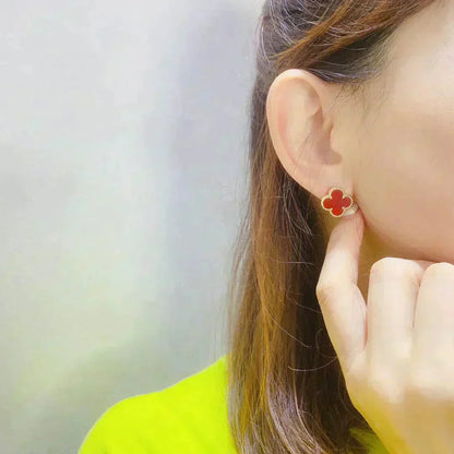 [Basjewels]CLOVER MEDIUM 1 MOTIFS CARNELIAN  EARRINGS