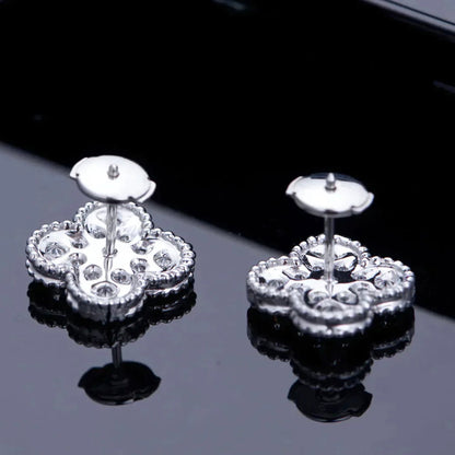 [Basjewels]CLOVER 1 MOTIFS DIAMOND STUD EARRINGS SILVER