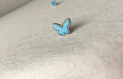 [Basjewels]BUTTERFLY TURQUOISE EARRINGS SILVER