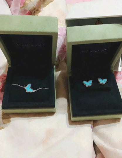 [Basjewels]BUTTERFLY TURQUOISE EARRINGS SILVER