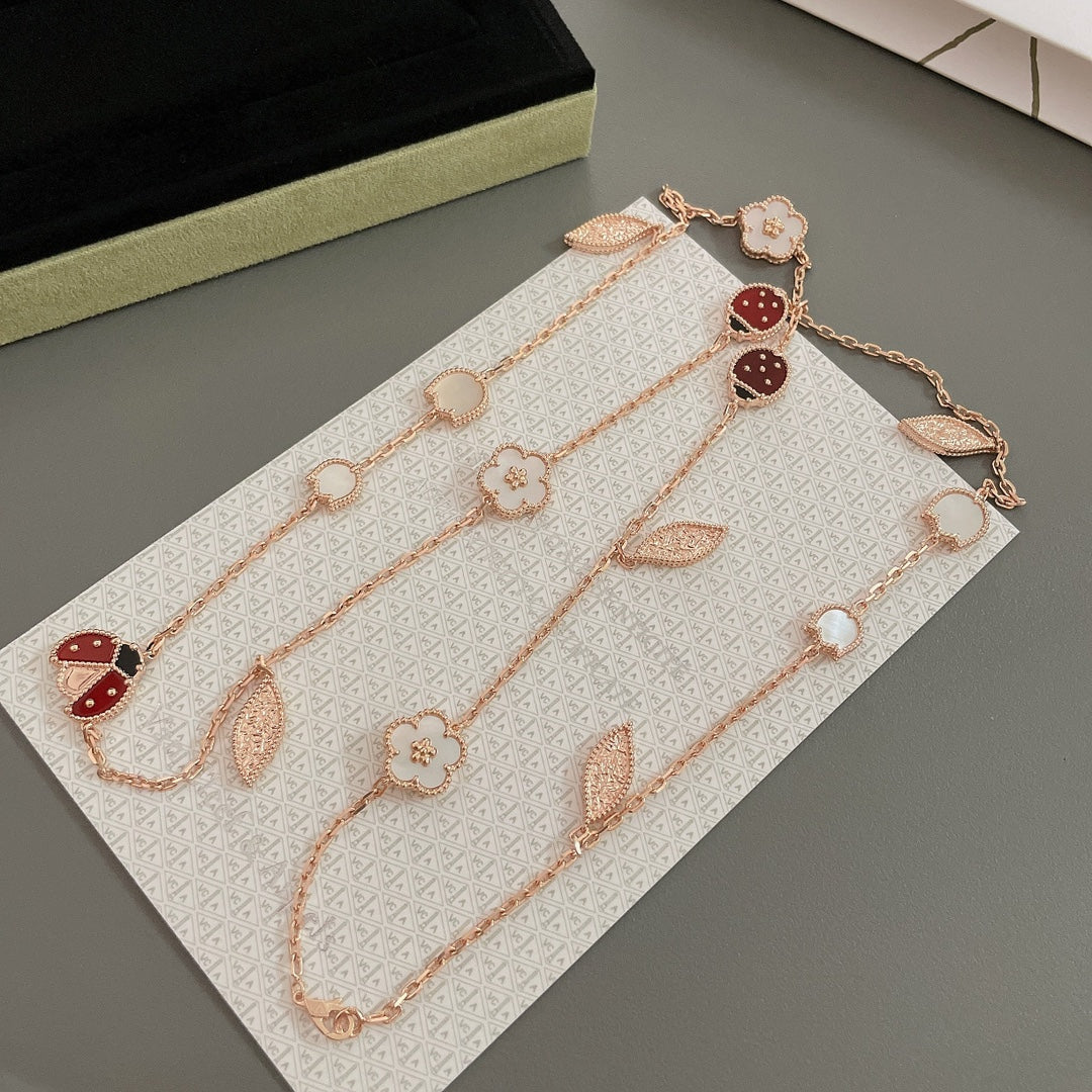 [Basjewels]LUCKY SPRING 15 MOTIFS ROSE GOLD NECKLACE