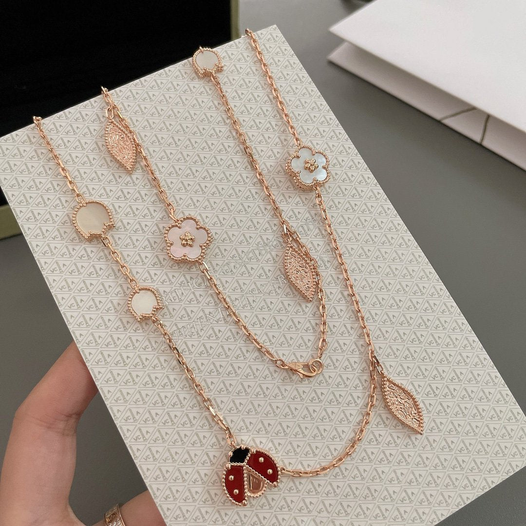 [Basjewels]LUCKY SPRING 15 MOTIFS ROSE GOLD NECKLACE