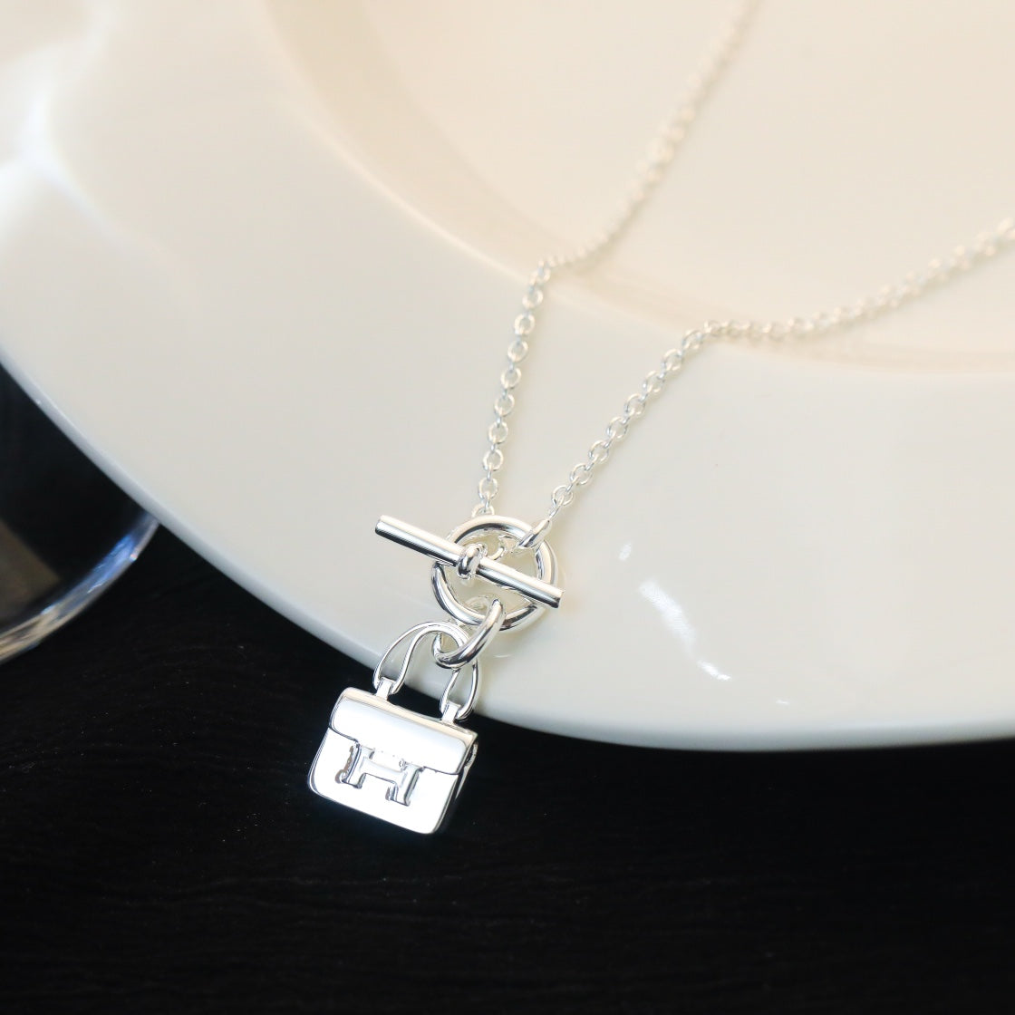 [Basjewels]POP H PEDANT SILVER NECKLACE