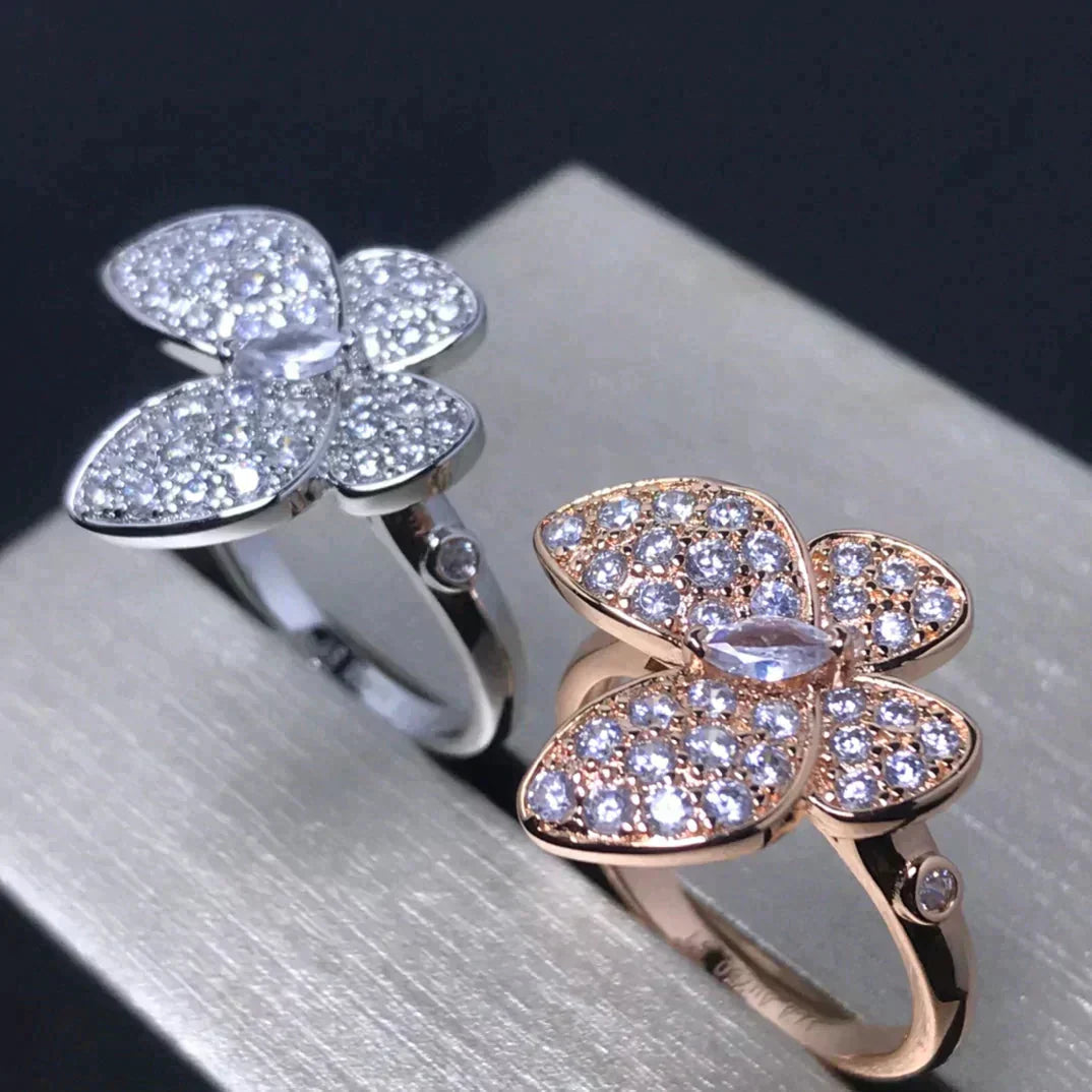 [Basjewels]BUTTERFLY PINK GOLD DIAMOND RING