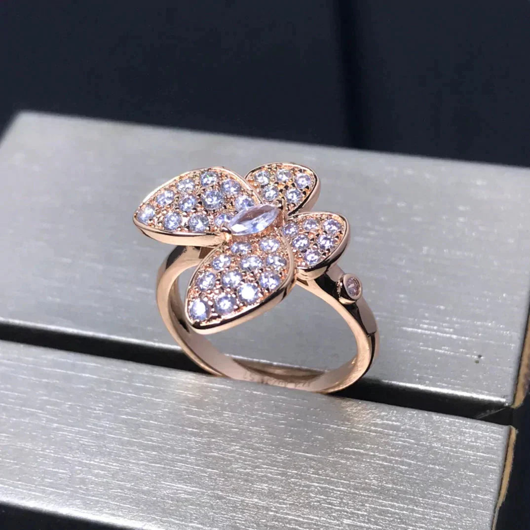 [Basjewels]BUTTERFLY PINK GOLD DIAMOND RING