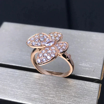 [Basjewels]BUTTERFLY PINK GOLD DIAMOND RING