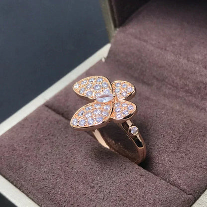 [Basjewels]BUTTERFLY PINK GOLD DIAMOND RING