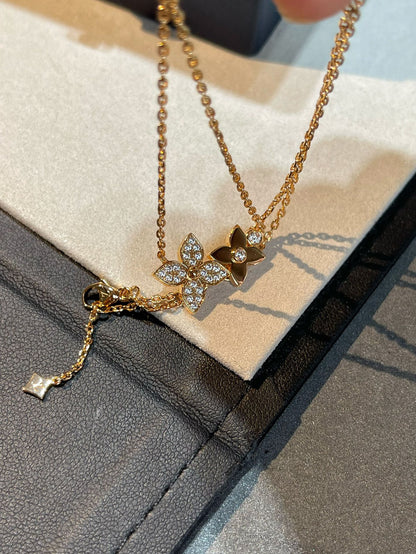 [baslovejewels]STAR BLOSSOM NECKLACE PINK GOLD DIAMONDS