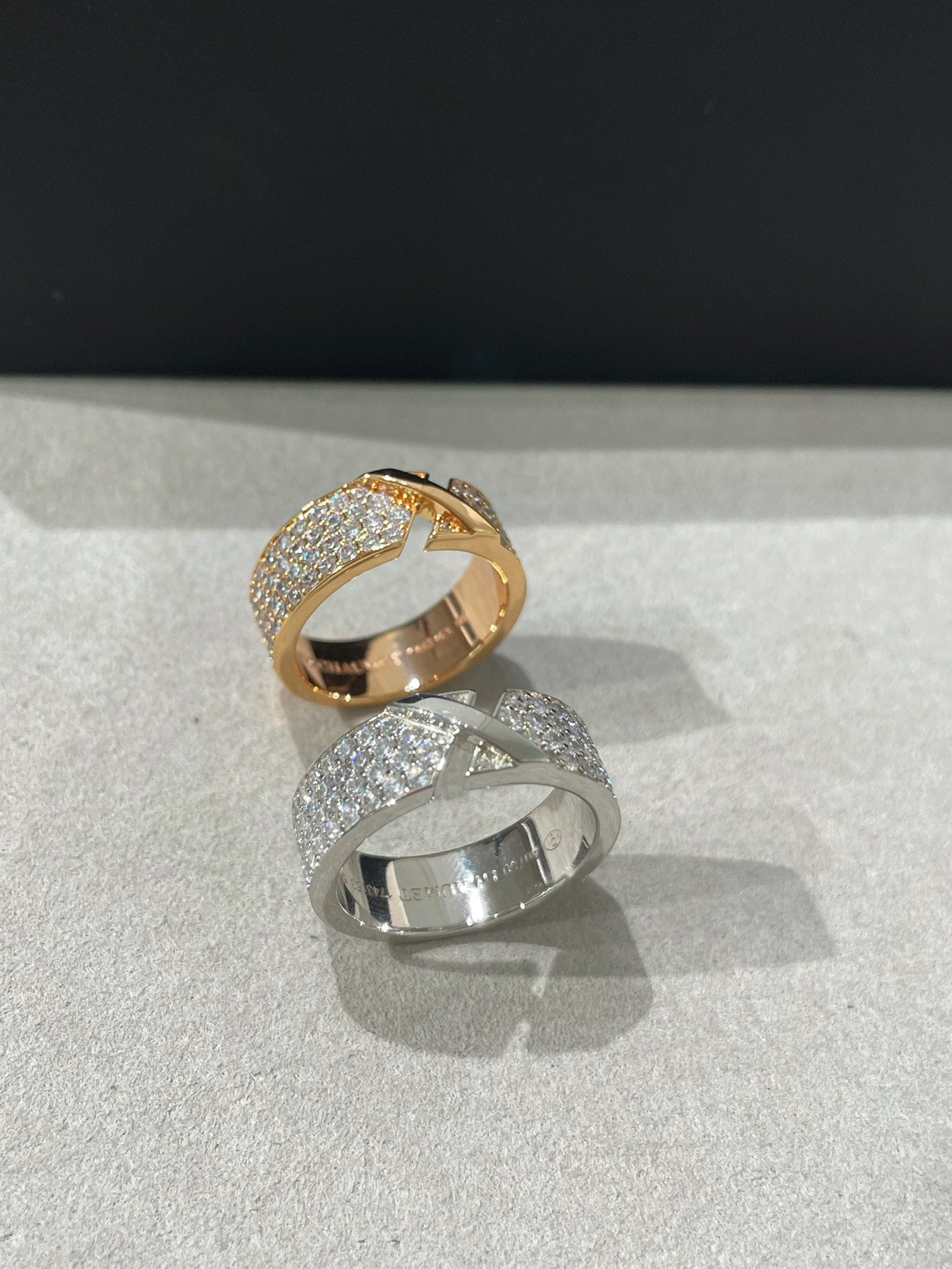 [Basjewels]LIENS EVIDENCE PINK GOLD DIAMOND PAVED RING