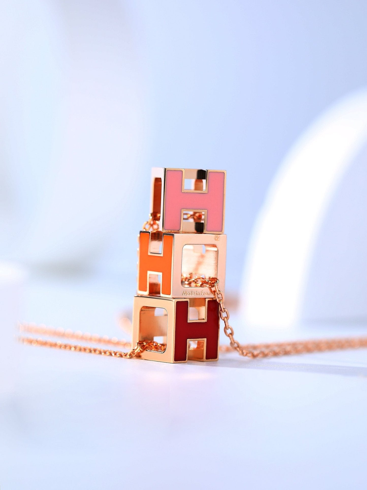 [Basjewels]HM CAGE PINK GOLD NECKLACE