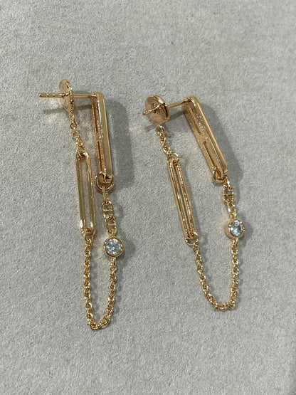 [Basjewels]CHAINE CHAOS DIAMOND DROP EARRINGS