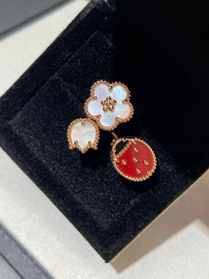 [Basjewels]LUCKY 3 MOTIF ROSE GOLD RING