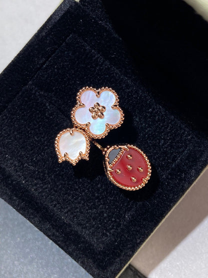 [Basjewels]LUCKY 3 MOTIF ROSE GOLD RING