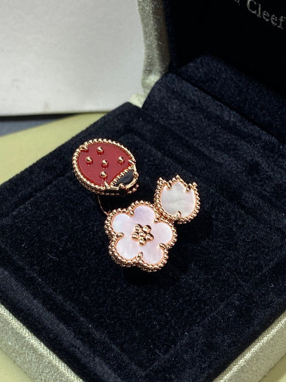 [Basjewels]LUCKY 3 MOTIF ROSE GOLD RING