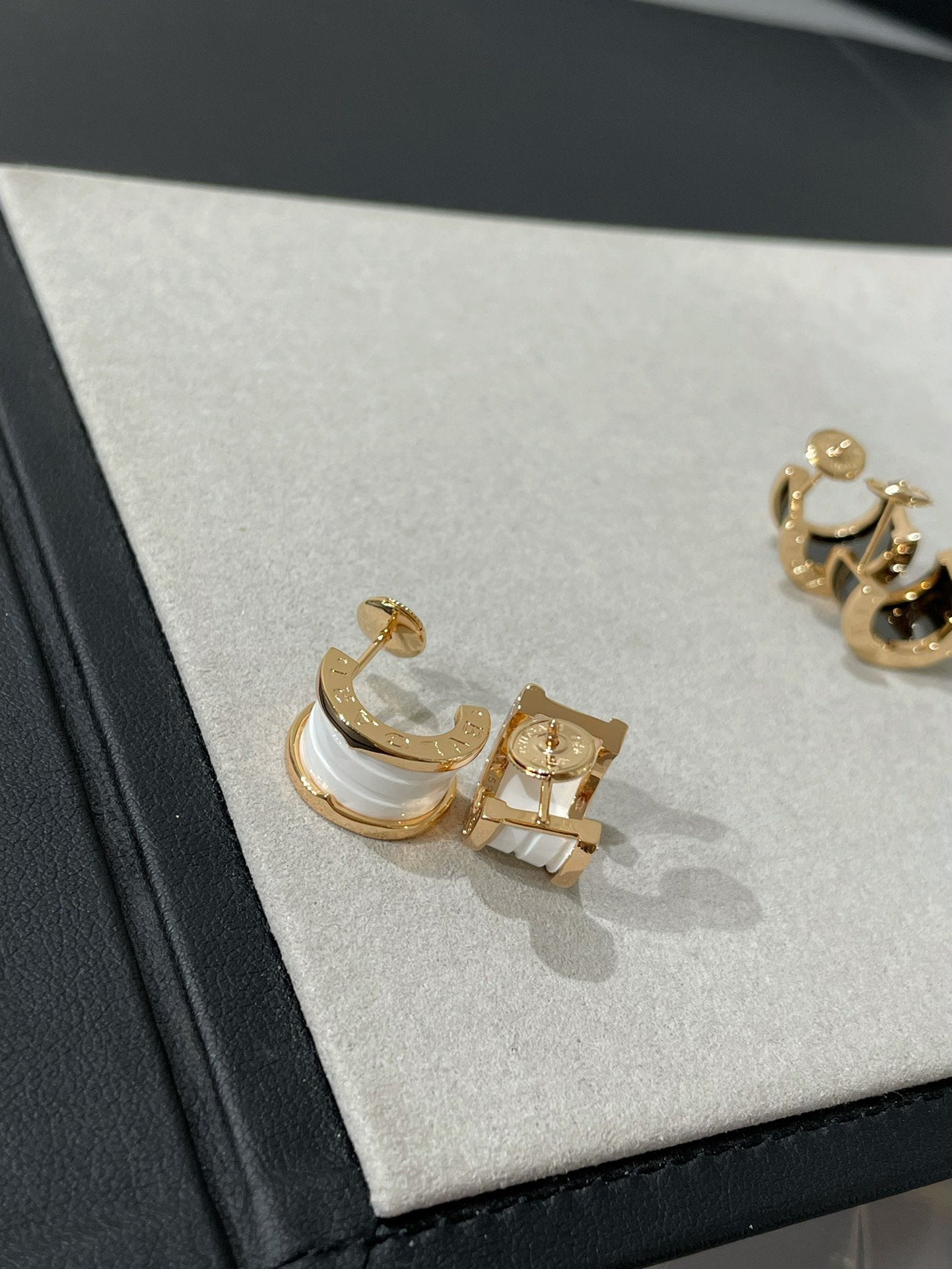 [Basjewels]ZERO 1 PINK GOLD CERAMIC EARRINGS