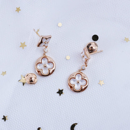 [Basjewels]STAR AND SUN PINK GOLD MOP DROP EARRINGS