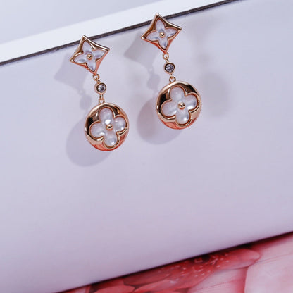 [Basjewels]STAR AND SUN PINK GOLD MOP DROP EARRINGS