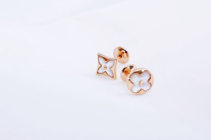 [Basjewels]STAR AND SUN PINK GOLD MOP STUD EARRINGS