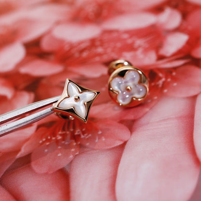 [Basjewels]STAR AND SUN PINK GOLD MOP STUD EARRINGS