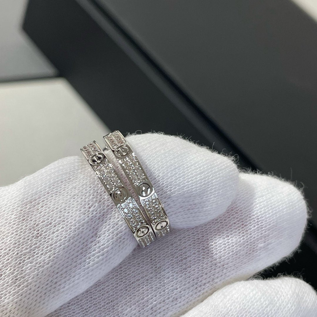 [Basjewels]LOVE DIAMOND SILVER HOOP EARRINGS