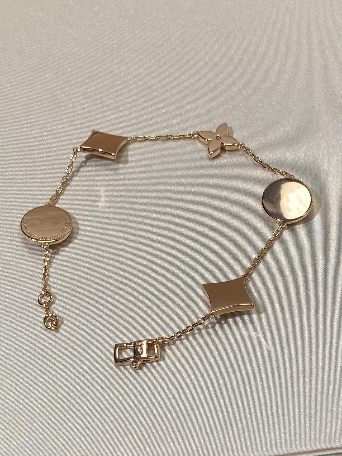 [baslovejewels]STAR AND SUN 5 MOTIF MOP PINK GOLD BRACELET