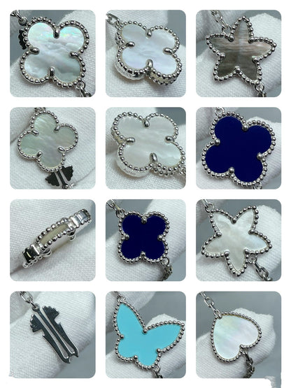 [Basjewels]LUCKY CLOVER SILVER 11 MOTIF NECKLACE