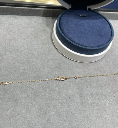 [baslovejewels]FORCE 10 DIAMOND CHAIN LINK PINK GOLD BRACELET