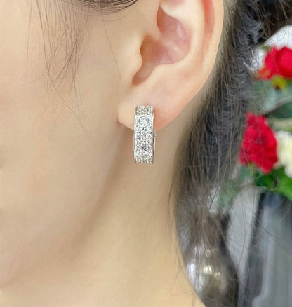 [Basjewels]LOVE 5.5MM DIAMOND PAVED EARRINGS