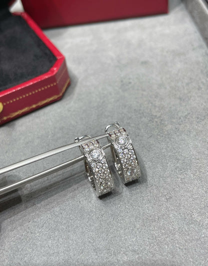 [Basjewels]LOVE 5.5MM DIAMOND PAVED EARRINGS