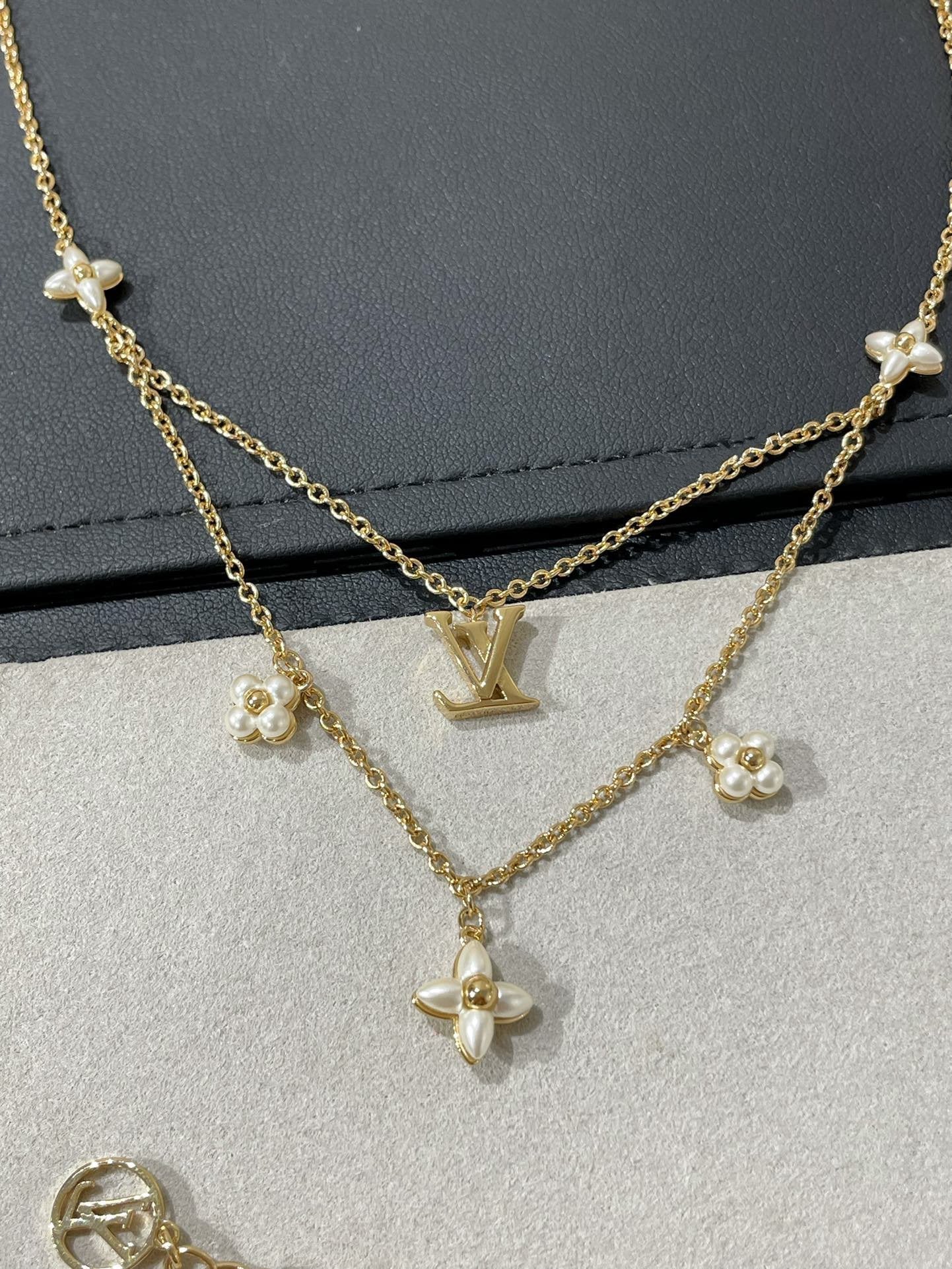 [Basjewels]FLOWERGRAM GOLD MOP DOUBLE ROW NECKLACE