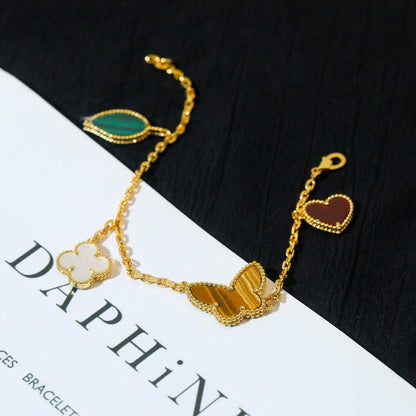 [Basjewels]LUCKY SPRING 5 MOTIF GOLD BRACELET