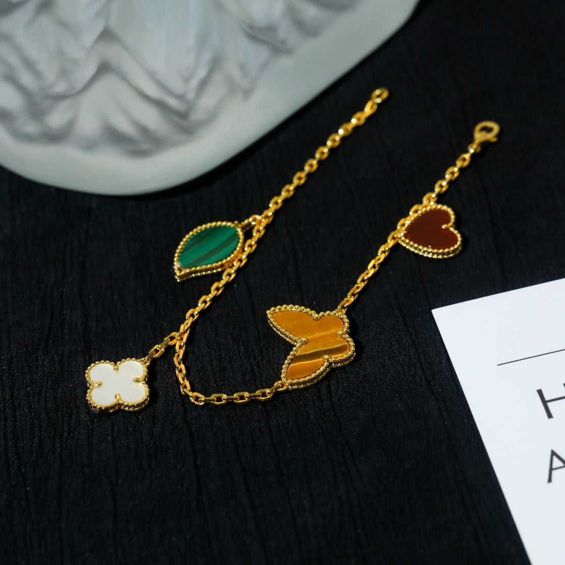 [Basjewels]LUCKY SPRING 5 MOTIF GOLD BRACELET