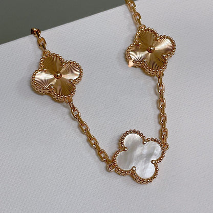 [Basjewels]CLOVER BRACELET 5 MOTIF WHITE MOP PINK GOLD