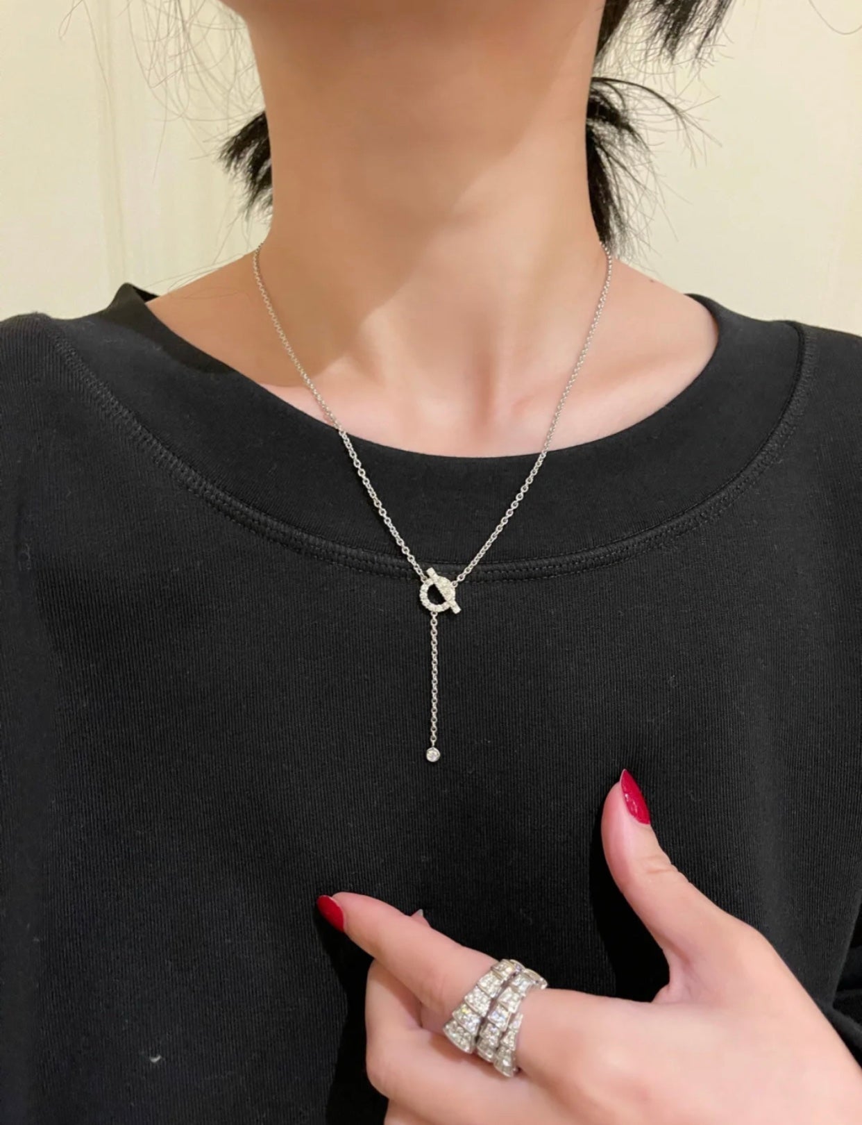 [Basjewels]FINESSE SILVER DIAMOND NECKLACE