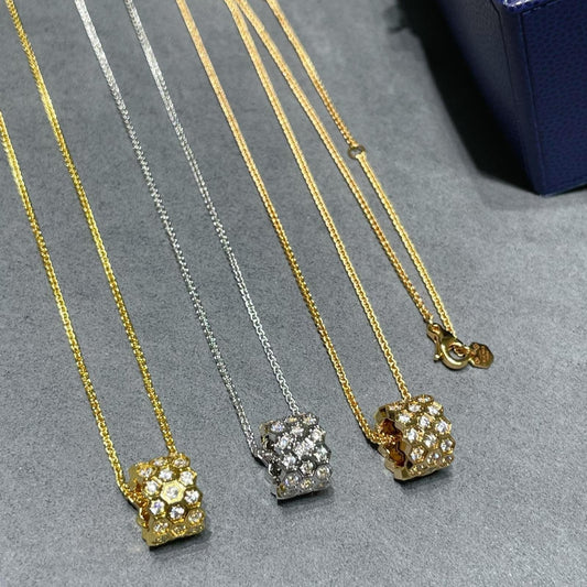 [baslovejewels]BEE LOVE DIAMOND PAVED 3 ROW NECKLACE
