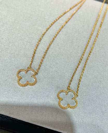 [Basjewels]CLOVER ROCK CRYSTAL ROSE GOLD NECKLACE