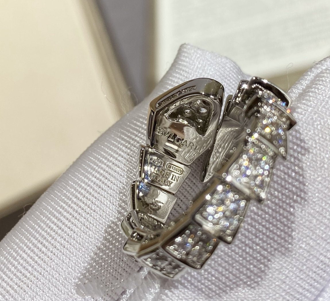 [Basjewels]SERPENTI LARGE RING SILVER DIAMOND PAVED